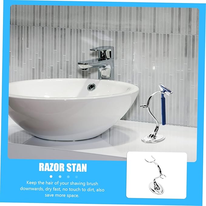 Razor and Brush Stand for Men Sturdy Shaving Organizer Non-slip Base for Bathroom Storage of Safety Razors and Shaving Brushes Rustproof Design