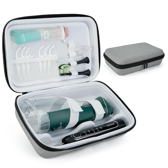 SMYV Water Flosser Travel Case, Portable Oral Irrigator Organizer, Sturdy Carrying Storage Holder for Flosser, Electric Toothbrush, Toothpaste and Irrigator Accessories (Case Only) - Grey