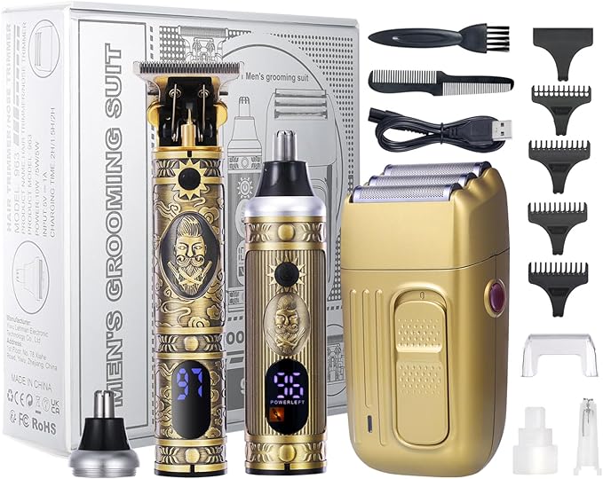 Bestauty 3 in 1 Beard Trimmer Kit, Electric Shavers for Men, Cordless Nose Hair Trimmer Foil Shavers Hair Clippers, Men's Grooming Kit Gifts for Men