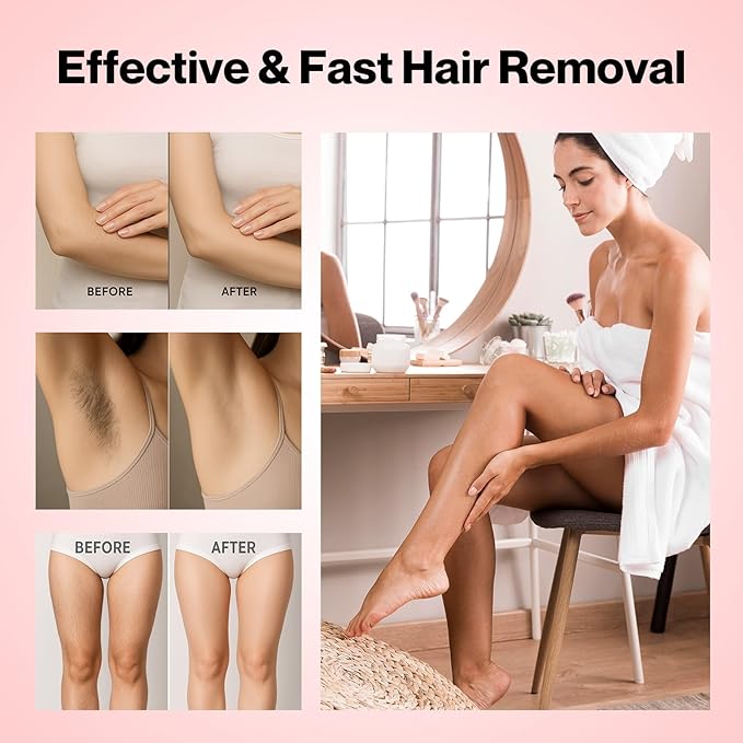 Roll on Wax Kit Professional Soft Wax Roller Depilatory for Coarse & Thick Hair Removal Waxing Roller Cartridge for Women Men at Home Rose