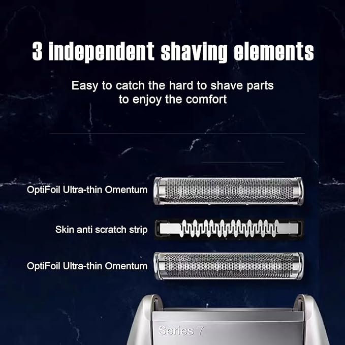 3Pack 70S Series 7 Replacement Head for Braun Series 7 Foil Shaver Replacement Heads Compatible Braun Series 7 Replacement Compatible with Series 7 Shavers 70s 720,750CC, 760CC,790CC,9565