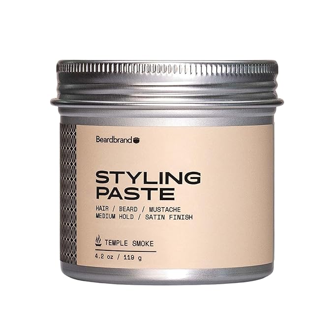 Beardbrand Beard Styling Paste - Medium Hold and Natural Look Hair Paste for Men | Versatile Hair Styling Cream - Temple Smoke Scent - 119 grams