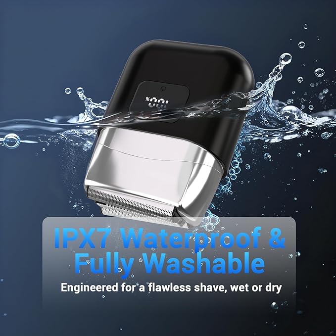 Electric Foil Shavers for Men: Mini Electric Razor with 3 Floating Blades, LED Display, Dual Speed - IPX7 Waterproof Wet/Dry Cordless Razor, USB Fast Charging, Travel Lock
