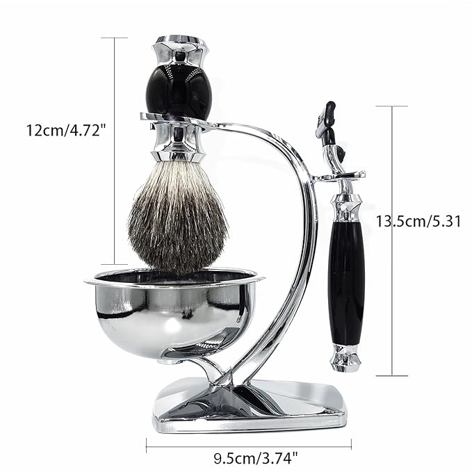 Men's Shaving Kit & Grooming Set,3-Layer Cartridge Shaving Razor,Badger Hair Shaving Brush,Stainless Steel Shaving Bowl and Stand Holder,Smooth,Precision,CLean Shaving Tools for Him