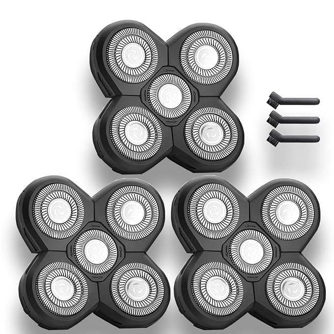 Shaver Replacement Blades Compatible with F-ree-bird Head Shaver Kit, 5 Blades Shaver Replacement Heads for Bald Men, Ruixin Replacement Blades for Flex-series Electric (3P)