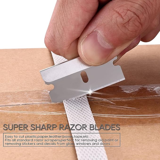 REXBETI 800PCS Single Edge Razor Blades, Industrial Scraper Razor Blades, Replacement Box Cutter Blades, Suitable for Removing Labels, Decals, Stickers