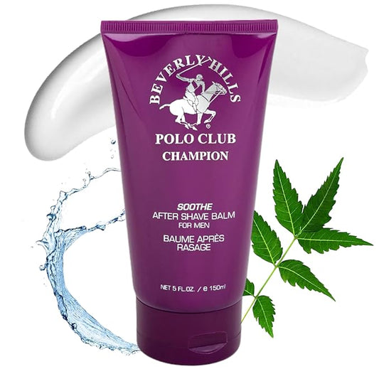 Beverly Hills Polo Club BHPC Champion After Shave Balm for Men | 5oz Soothing, Hydrating & Revitalizing Post-Shave Skincare for Razor Burn Relief