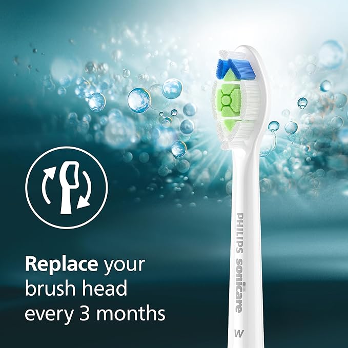 Philips Sonicare W DiamondClean - Genuine Replacement Electric Toothbrush Heads, White, 2 Pack, HX6062/77