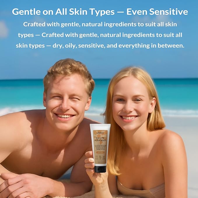 Confidita Beef Tallow Sunscreen SPF 50 for Face & Body – Natural Mineral Sunscreen with Non Nano Zinc Oxide, Reef Safe, Non-Greasy Formula, Non Toxic & Moisturizing Sunblock, 3.5oz