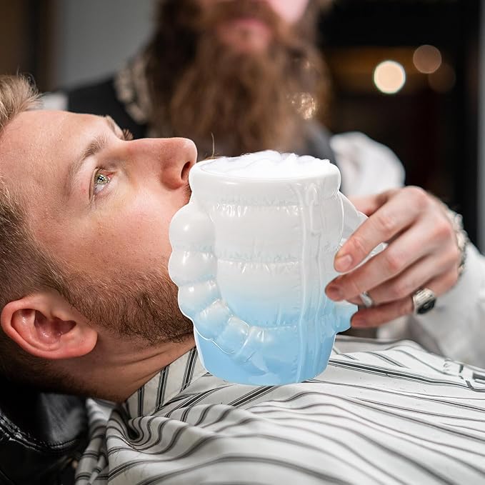 PRETYZOOM Ceramic Shaving Soap Bowl for Men, Blue Porcelain Shave Cup with Quick Lather Design, Sturdy Shaving Mug Suitable for Home and Travel Use