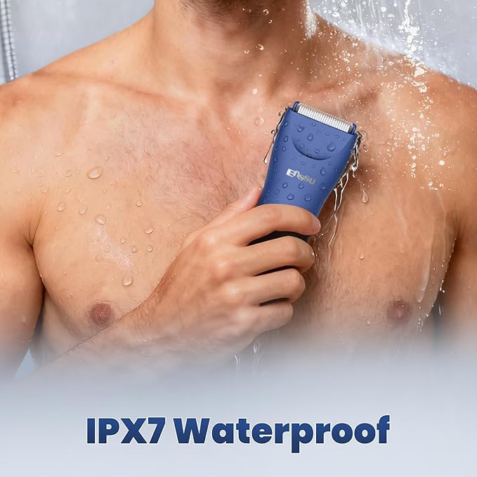Manscape Trimmer for Men, IPX7 Waterproof Body Hair Trimmer with Ceramic Blade & Spotlight, Rechargeable Electric Groin & Pubic Hair Trimmer, Wet or Dry Use Body Groomer for Legs/Chest
