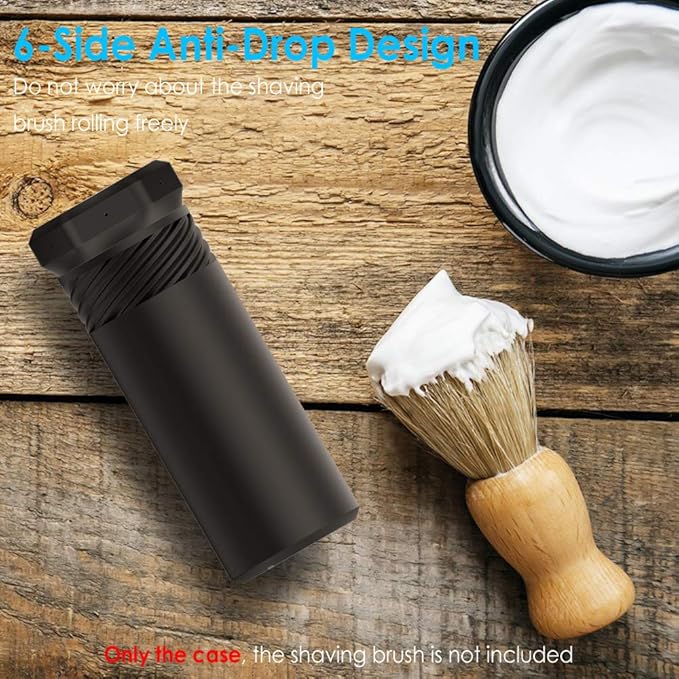 Shaving Brush Travel Case, Shave Brush Holder Stand with Adjustable Height Compatible Most of Shaving Brushes (Brush not Included) (Black)
