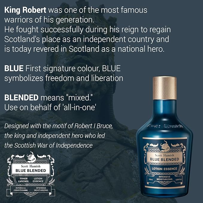 Scott Hamish Blue Blended Lotion Essence – Men Anti Aging Face Moisturizer with Hyaluronic Acid & Amino Acid – Anti Wrinkle Face Emulsion to Restore Vitality & Firmness, 6.09 fl.oz.