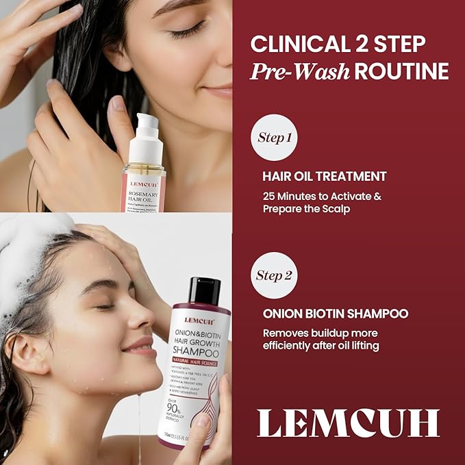 Rosemary Shampoo with Onion & Biotin: Volumizing Shampoo for Thicker-Looking Hair - Smooths Scalp With Tea Tree & Ginger - Thickening Formula Support Hair Regrowth For Women Men 12.5 (12.5 Fl Oz)