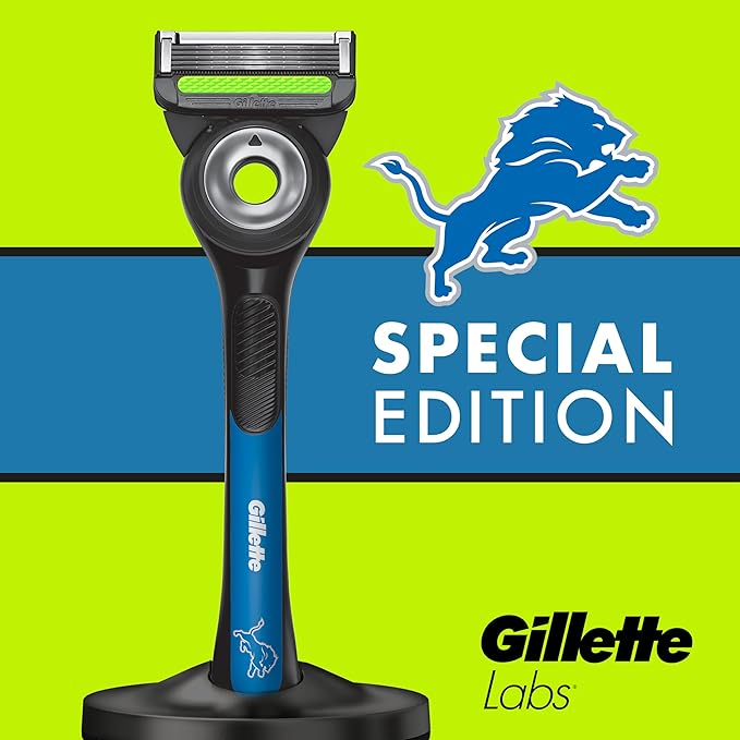 Gillette Labs Special NFL Lions Edition Shaving Razor for Men - 1 Handle, 1 Razor Blade Refill, Perfect for Game Day Grooming, GilletteLabs with Exfoliating Bar