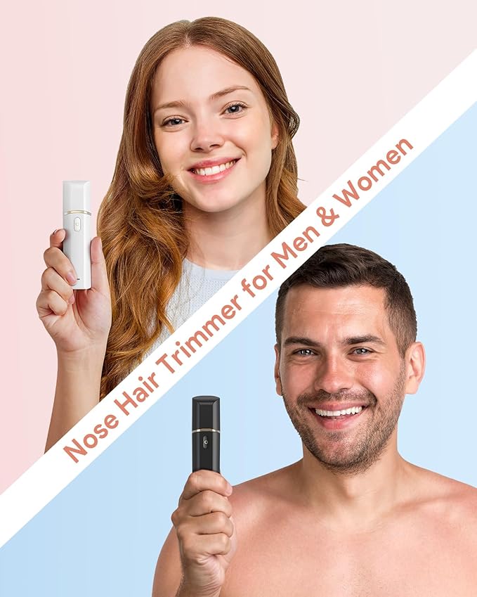 Roleader Nose Hair Trimmer for Men & Women, Type-C Rechargeable Nose Hair and Eyebrow Trimmer, Professional Painless, Powerful Motor and Dual-Edge Blades for Smoother Cutting, White 1PC