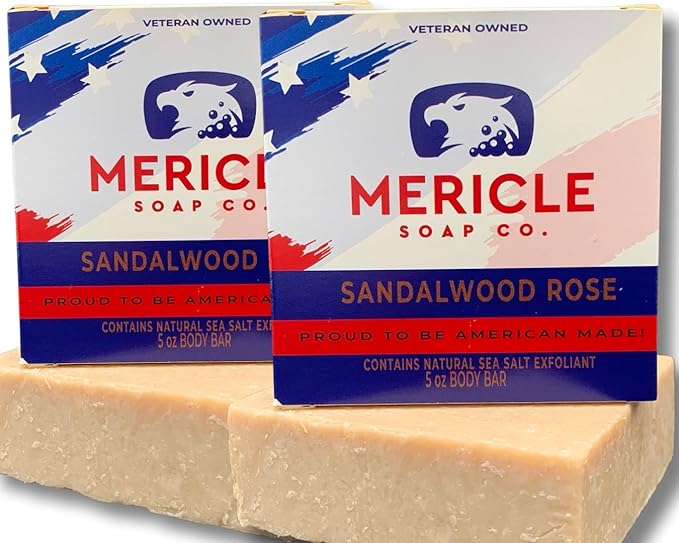 Sandalwood Rose Organic 5oz Body Bar | Traditional Cold Process Technology | Natural Ingredients | No Harsh Chemicals or Preservatives | Made in the USA - Pack of 2