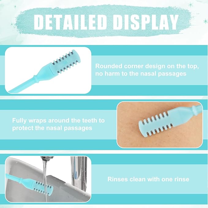 PEUTIER 12pcs 2 in 1 Nasal Hair Cutter, 360 Rotating Nose Hair Trimmer for Men Women Double Sided Nose Hair Cleaner with Ear Picker Portable Manual Nostril Hair Removal Tool (Blue)