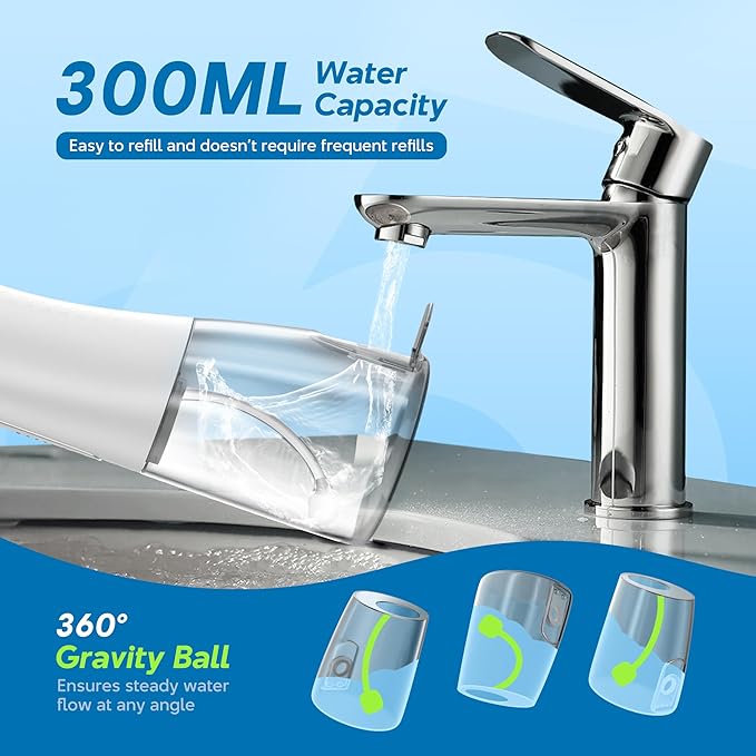 DIONIK Water Flosser Cordless for Teeth Cleaning, Rechargeable & Portable Oral Irrigator for Adults, Electric Water Dental Flosser with 5 Modes, Plaque Removal, Braces & Gum Care for Home & Travel