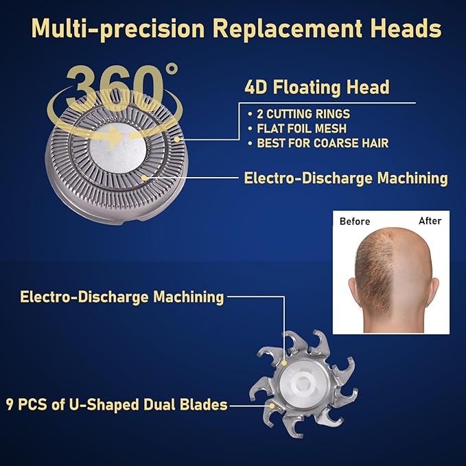 4pcs Shaver Replacement Blades for Skull Shaver Pitbull Caver PRO Series,Replacement Heads Compatible with Skull Shaver Pitbull Gold/Silver/Platinum/Diamond Pro Shaver and Palm Shaver