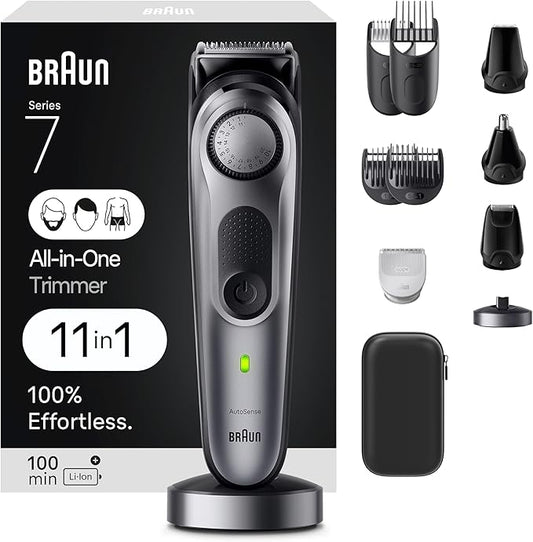 Braun All-in-One Men's Shaving Kit Series 7 7420, 11-in-1 Beard, Face, Nose, Ear Trimmer, Hair Clippers, Body Groomer and Manscaping, Holiday Gifts for Men
