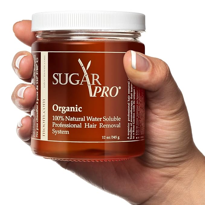 MOOM Sugar Pro - Organic Sugar Wax Hair Removal, Personal & Professional for Men & Women, Body, Armpit, Face, Bikini Leg 100% Natural & Washable Sugaring Wax 12 oz (Strips/Sticks NOT Included)