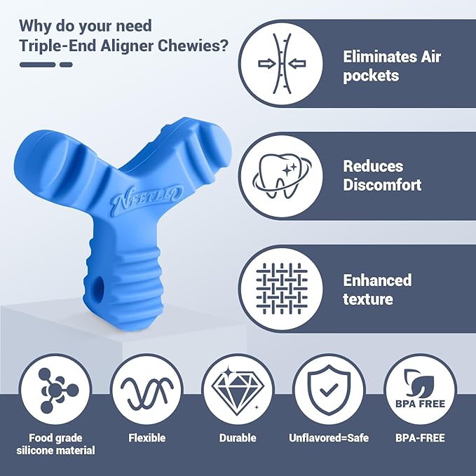 Chewies for Invisalign Aligners, Orthodontic Aligner Chewies Durable Aligner and Retainer Tray Seaters Medical Grade Silicone (Pack of 4) (Multicolors)