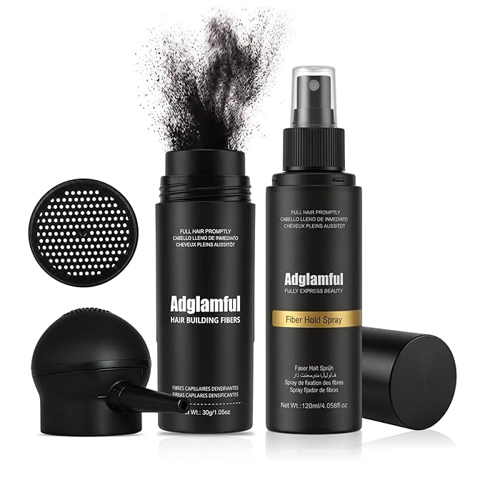 3-in-1 Hair Fiber Kit, 30g Building Fiber Powder + Silicone Pump Applicator + Fiber Hold Spray, Dual Application Options for Thinning Hair, Natural Fullness & Long-Lasting Volume, Dark Brown