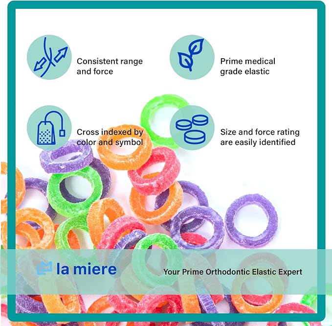 Neon Latex 100 counts Intraoral Elastic Bands Orthodontic Elastics Dental Rubber Bands Made in US Heavy 5/16'', Neon Latex