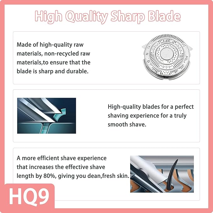 HQ9 Replacement Blades Compatible With Philips Norelco HQ9 Replacement Heads,for Philips Speed XL 8240XL 8140XL 8170XL 8150XL 8160XL Series,8200 Series,9100 Series,and PT/AT900 Electric Shavers Heads