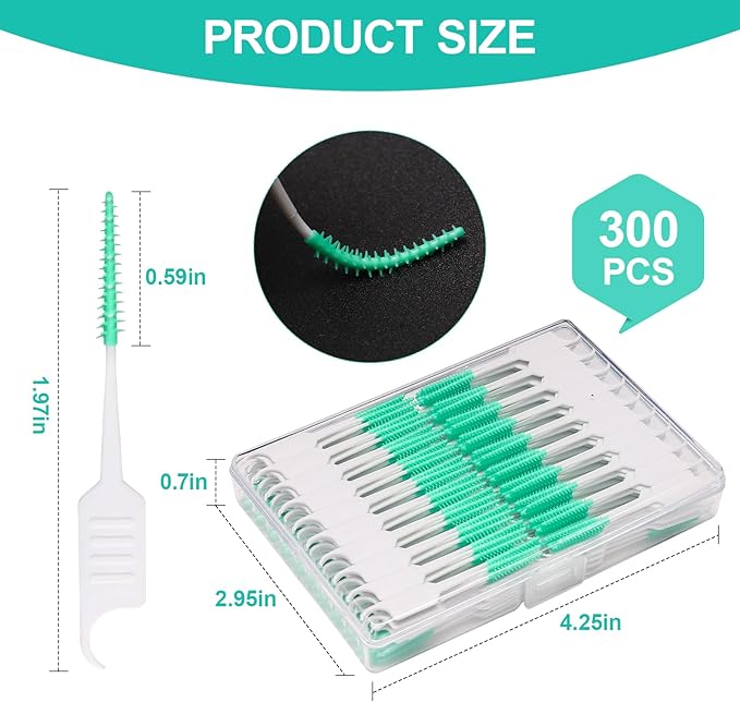 200PCS Dental Floss Picks,Dual-Use Interdental Brushes,Soft Silicone Brush Head Toothpicks, Tooth Picks Flossers for Teeth Braces Cleaning (200PCS Orange)