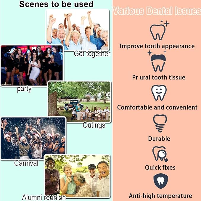 Temporary Tooth Repair Kit-Thermal Fitting Beads Granules and Fake Teeth for Temporary Moldable Fake Teeth and Thermal Beads Replacement Kit.【Teeth - Piece Yellow + White】 80Pcs