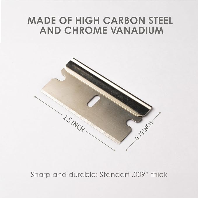 Single Edge Razor Blades, 100 Pack, Made in the USA, Industrial Razor Blades, Scraper Refills, Box Cutter, Paint Scraper, Safety Straight Edge Razor Blades