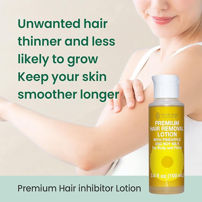 Hair Removal Cream (8.1 OZ / 230g) and Premium Hair Minimizing Lotion (3.52 FL. OZ / 100mL) with Pineapple and Soymilk for Sensitive Skin, Made in Japan