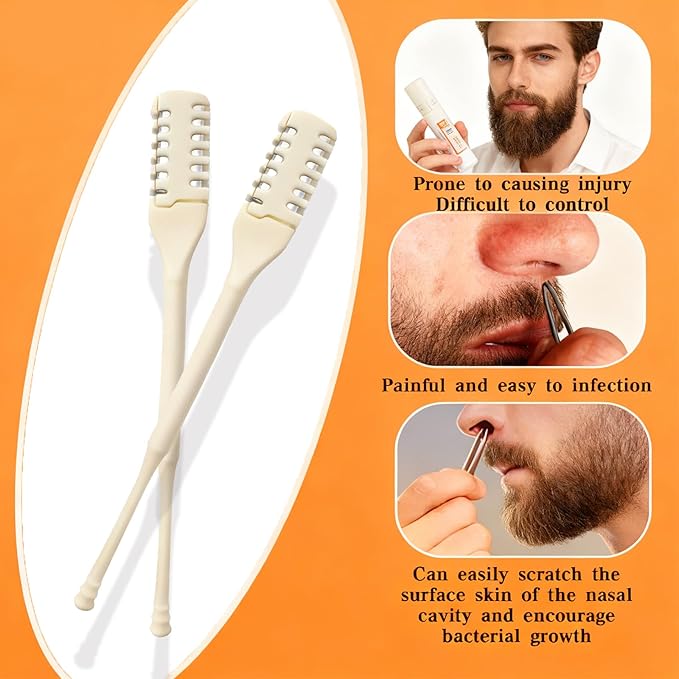 5 Pcs Nasal Hair Cutter, 360° Nostril Hair Remover Tool 2-in-1 Nasal Hair Cutter 2025 Upgraded Double Sided Nose Hair Knife Trimmer Soft Cleaning Brush Manual Hair Remover for Home Travel Essentials