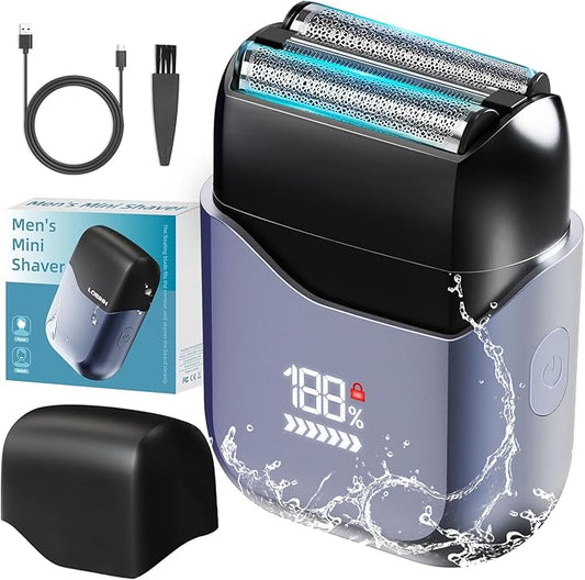 Electric Foil Shavers for Men, Mini Pocket Shaver,100% Waterproof for Wet & Dry Shave,Rechargeable Cordless Electric Razor with 4D Floating Head,LED Display & Precision Blades,Fast Charge