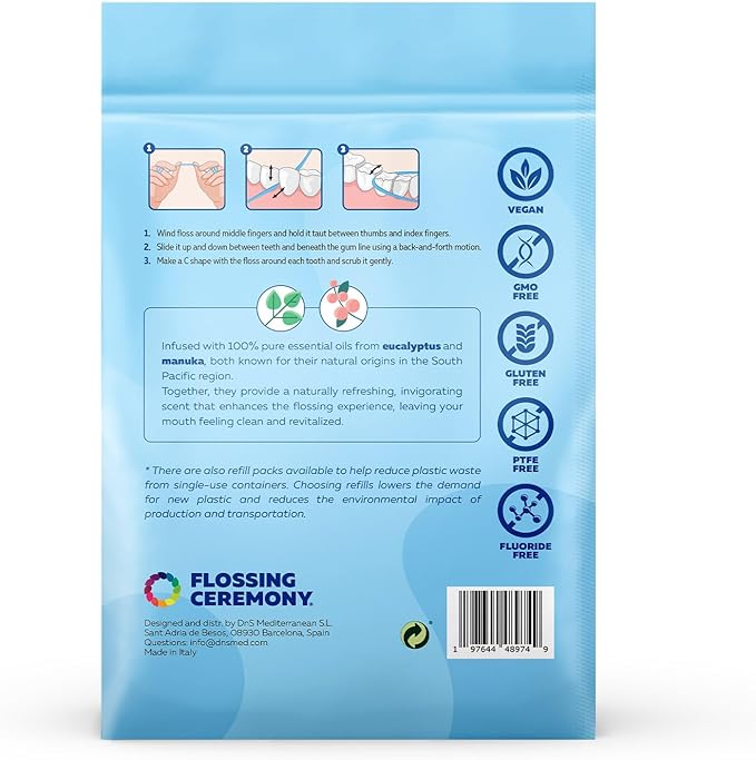 | Expanding Woven Dental Floss | Smart-Weave Floss | Vegan | Natural | Non-Toxic & PFAS Free | Eucalyptus & Manuka | Hilo Dental para Dientes | 55 Yards x 6 Units