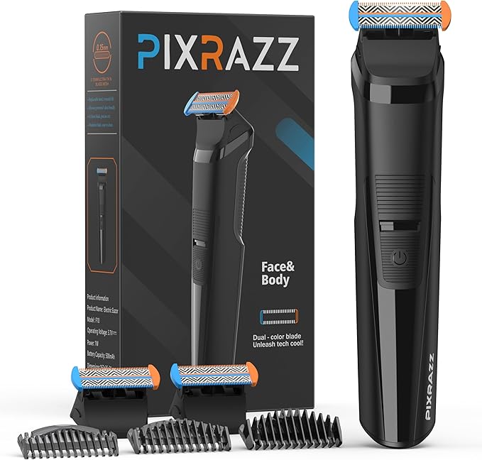Body Trimmer for Men – Painless Ball Shaver, Groin Trimmer for Pubic Hair, Body and Sensitive Skin – USB-C Cordless Electric Razor with 2 Replacement Blades, 3 Guide Combs
