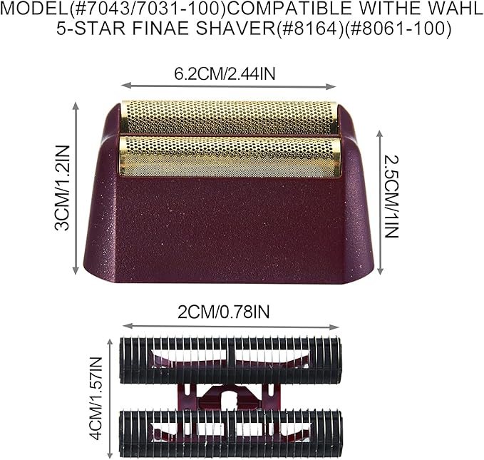 Replacement Foil Professional 5 Star Series Finale Shaver Shaper Super Close and Cutter Bar Assembly Compatible with Wahl Shaver Foil Model 7043-100,7031-100 Replacement Heads(3 Pack Red)