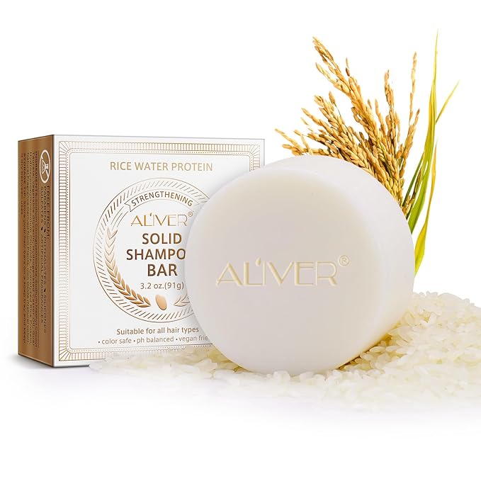 Rice Water Shampoo Bar for Hair Growth, 3.2oz Vegan & All Natural Hair Growth Shampoo Bar, For Hair Growth and Moisturizing,for Dry Damaged Hair,pH Balanced, For all hair types, Easy for Travel