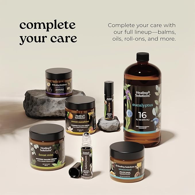 Healing Solutions - Whipped Tallow Balm, Mango, Orange, Vanilla Scent, Grass Fed/Grass Finished Beef Tallow, Organic Jojoba & Manuka Honey for Skin, Face & Body, All Natural Moisturizer, Made in USA