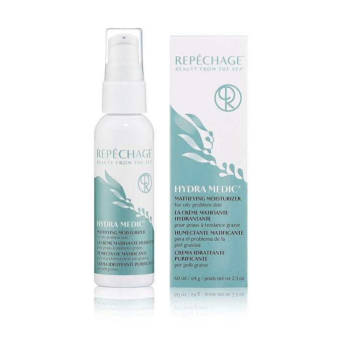 Repechage Hydra Medic Mattifying Moisturizer For Oily Problem Acne Prone Skin Light Fragrance Oil & Grease Free Made with Natural Botanicals Perfect Under Makeup for Men & Women 2 oz
