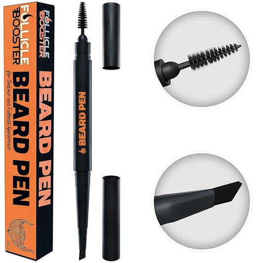 Beard Pen Filler for Men - Barber Styling Grooming Pencil - Waterproof, Sweat Proof, Long Lasting Solution with Natural Finish - Cover Beard and Scalp Patches in Seconds - Medium Black 1 Pack