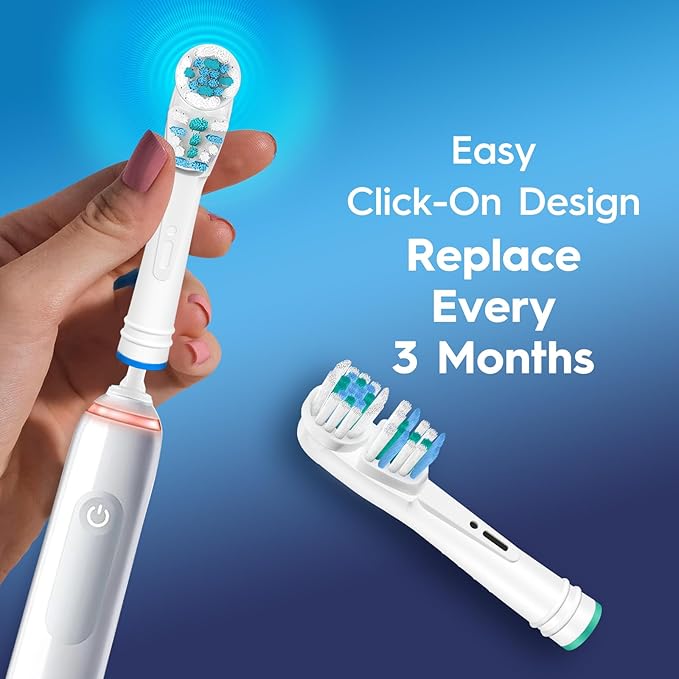 Dual Clean Replacement Brush Heads Compatible with Oral B Pro 1000,Vitality & Most Electric Toothbrush Models - 4 Count
