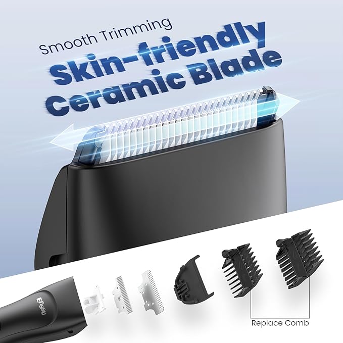 Body Hair Trimmer for Men, Electric Manscape Groin Trimmer with Skin-Safe Ceramic Blade, Waterproof Ball Trimmer for Chest, Beard, and Pubic Hair