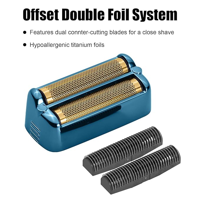 FX79RF2BL Replacement Foil Blade and Cutter Kit for BaBylissPRO FXONE Stick Shaver, Hypoallergenic Extra-close Shaver Replacement Head, Blue