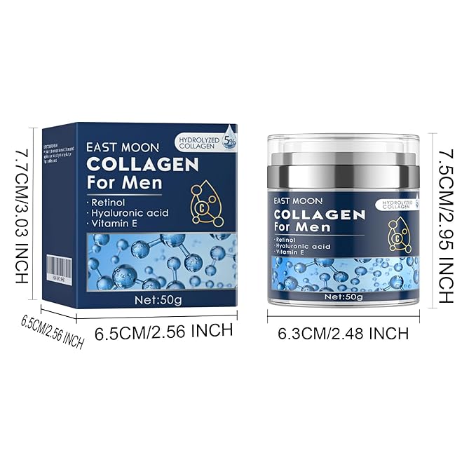 Daily Hydration Face Cream for Men, Formulated with Hydrolyzed Collagen, Retinol and Hyaluronic Acid, Helps Improve Skin Feel and Appearance, 50g