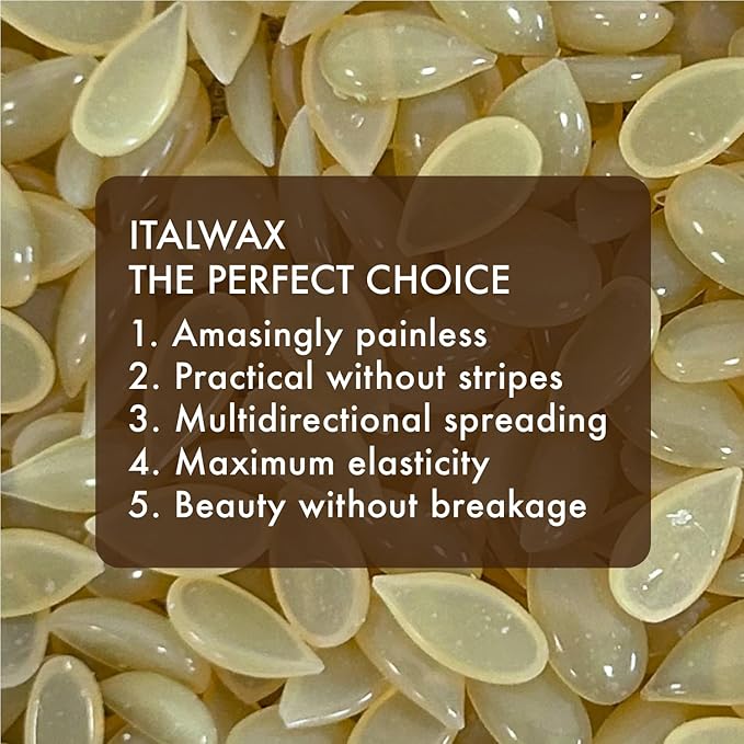 Italwax Natural - 500g / 1.1lb - Hard wax beads for hair removal - Natural formulation ideal for sensitive skins - Unscented - Recommended for Bikini area and Armpits