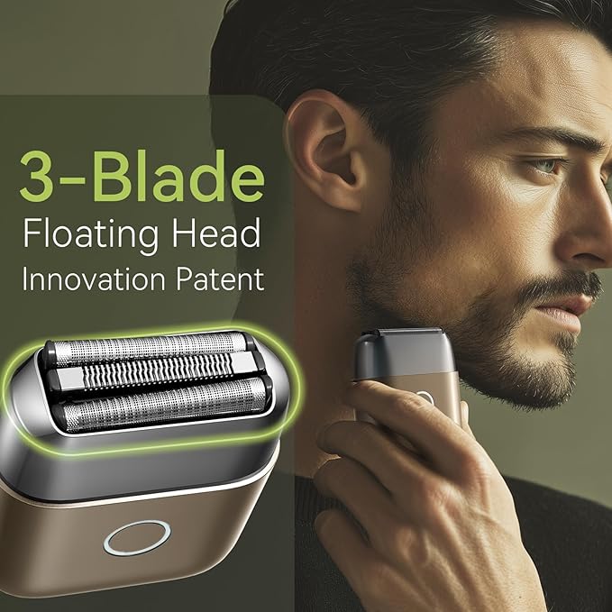 VNU Alloy Body Foil Shaver, Mini Pocket Shaver for Travel, Electric Razor for Men Face Beard, IPX7 Waterproof & 60-Day Standby, Gift for Men/Boyfriend/Husband/Dad/Brother (Desert Titanium)