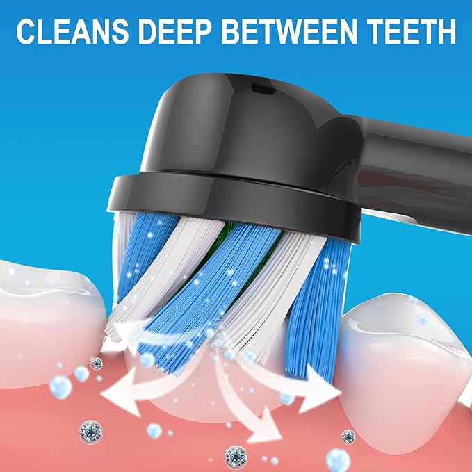 Replacement Toothbrush Heads Compatible with Oral B Pro 1000 Replacement Heads,Braun Replacement Brush Heads Refill for Genius X,Smart 1500,Pro 5000,8 Count,Black